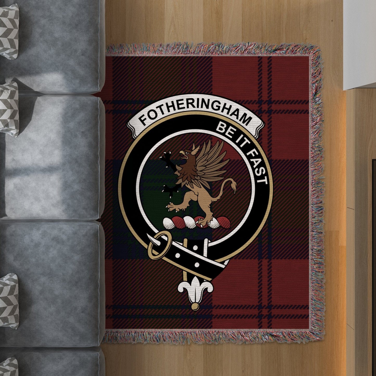 Physical Item 50" x 60" Fotheringham Clan Scottish Tartan Woven Blanket