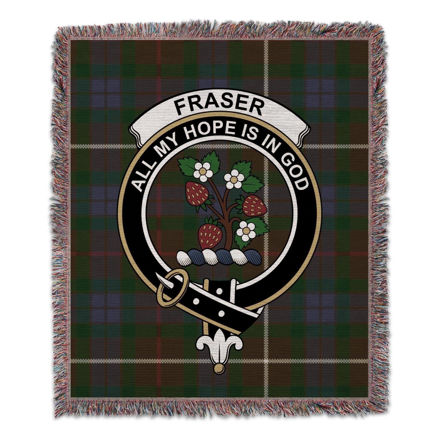 Physical Item 50" x 60" Fraser Clan Scottish Tartan Woven Blanket