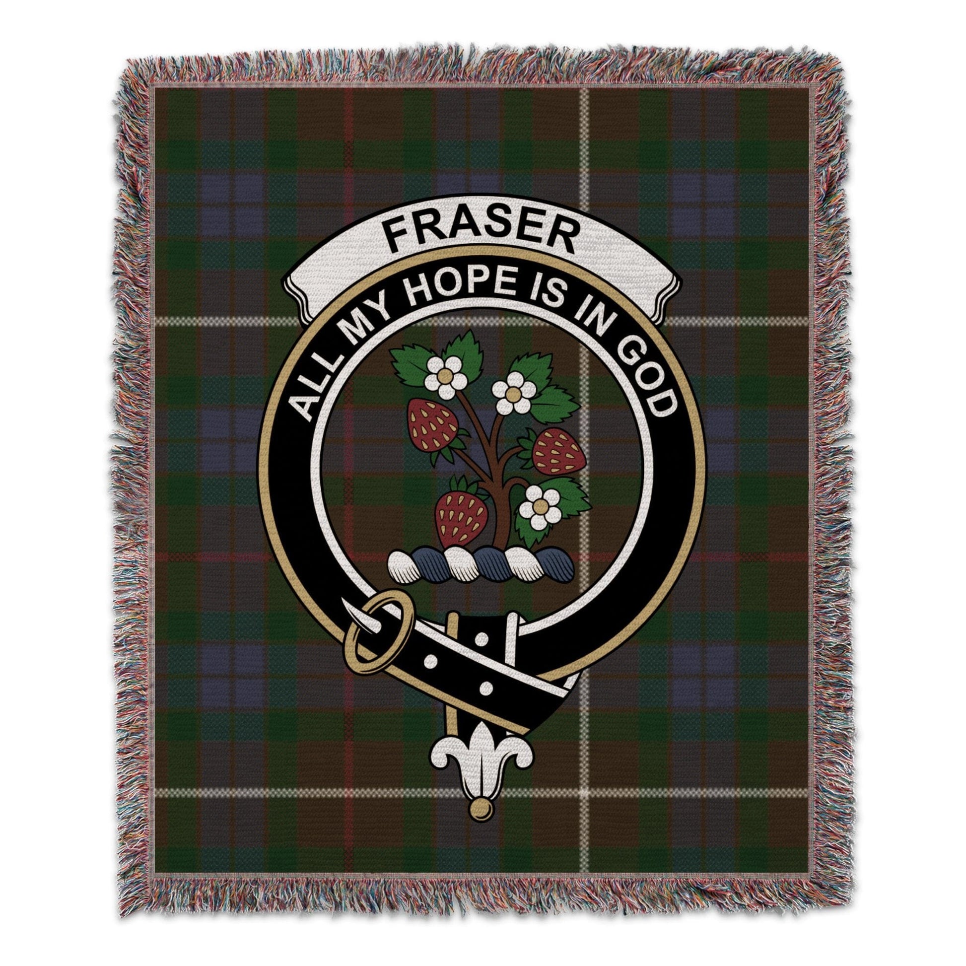 Physical Item 50" x 60" Fraser Clan Scottish Tartan Woven Blanket