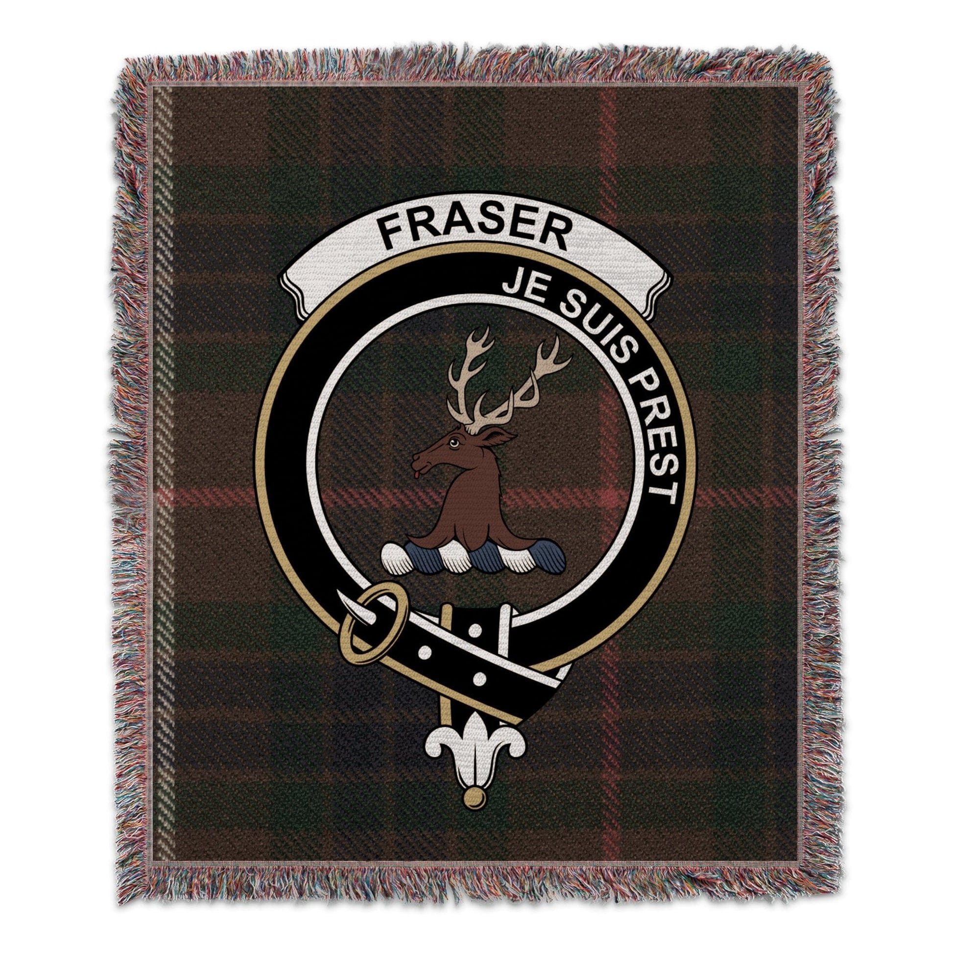 Physical Item 50" x 60" Fraser Clan Scottish Tartan Woven Blanket