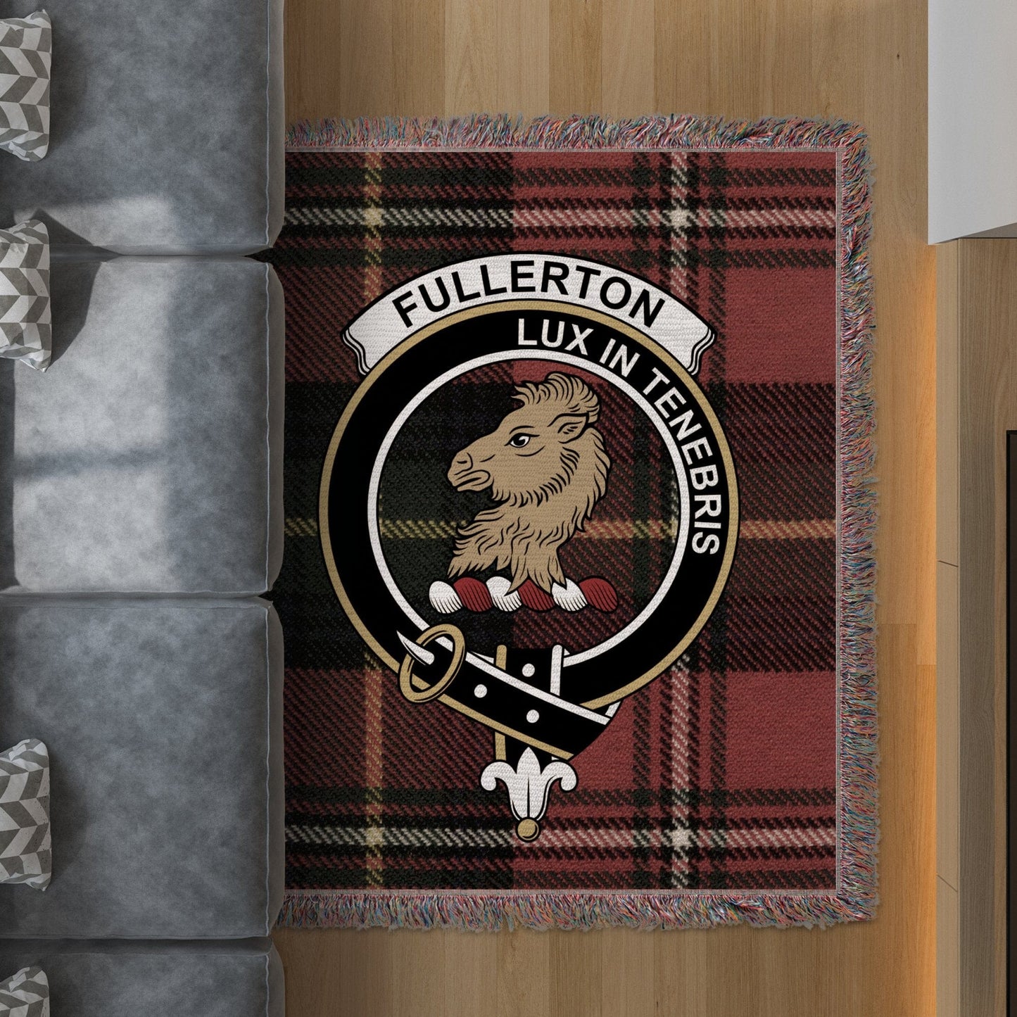 Physical Item 50" x 60" Fullerton Clan Scottish Tartan Woven Blanket