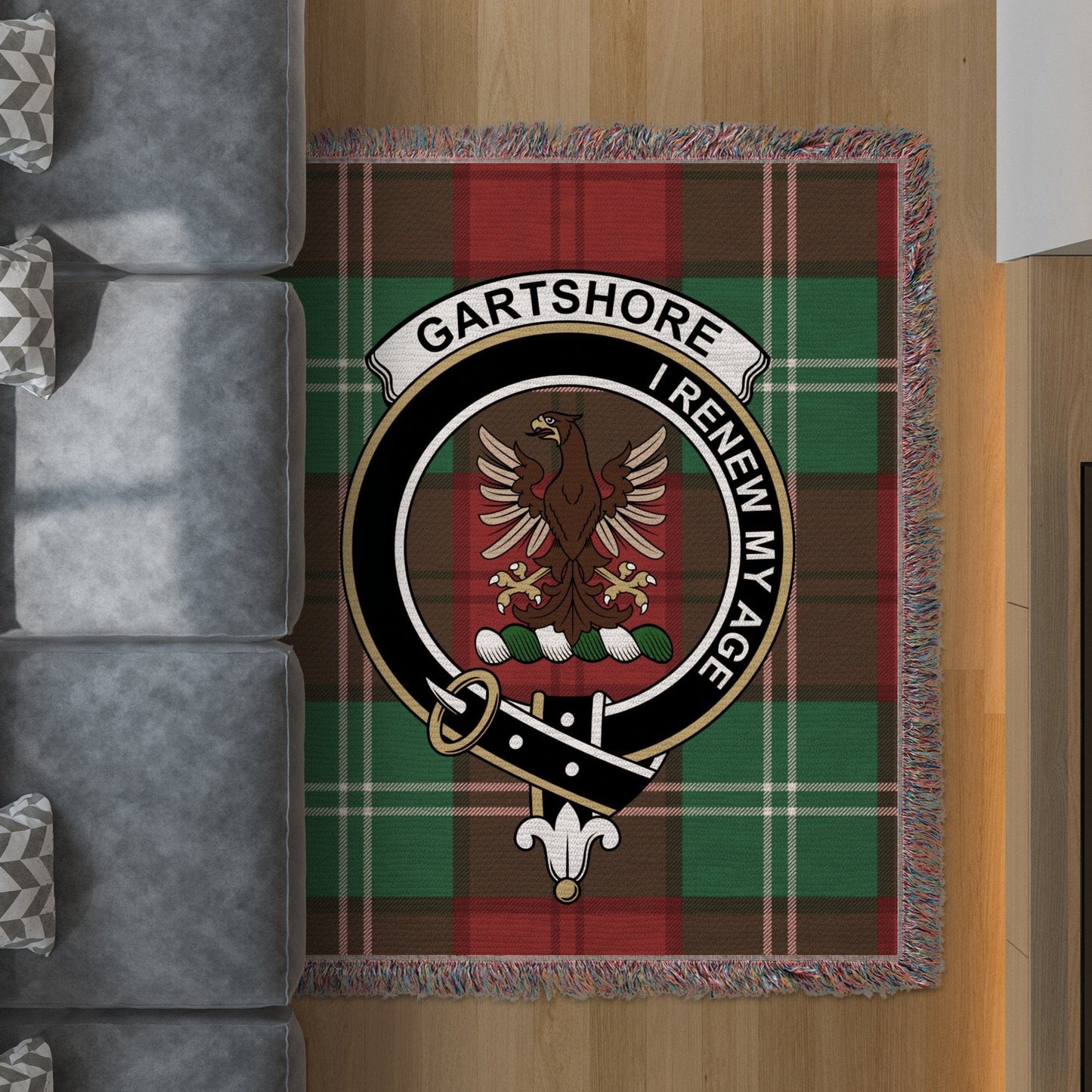 Physical Item 50" x 60" Gartshore Clan Scottish Tartan Woven Blanket