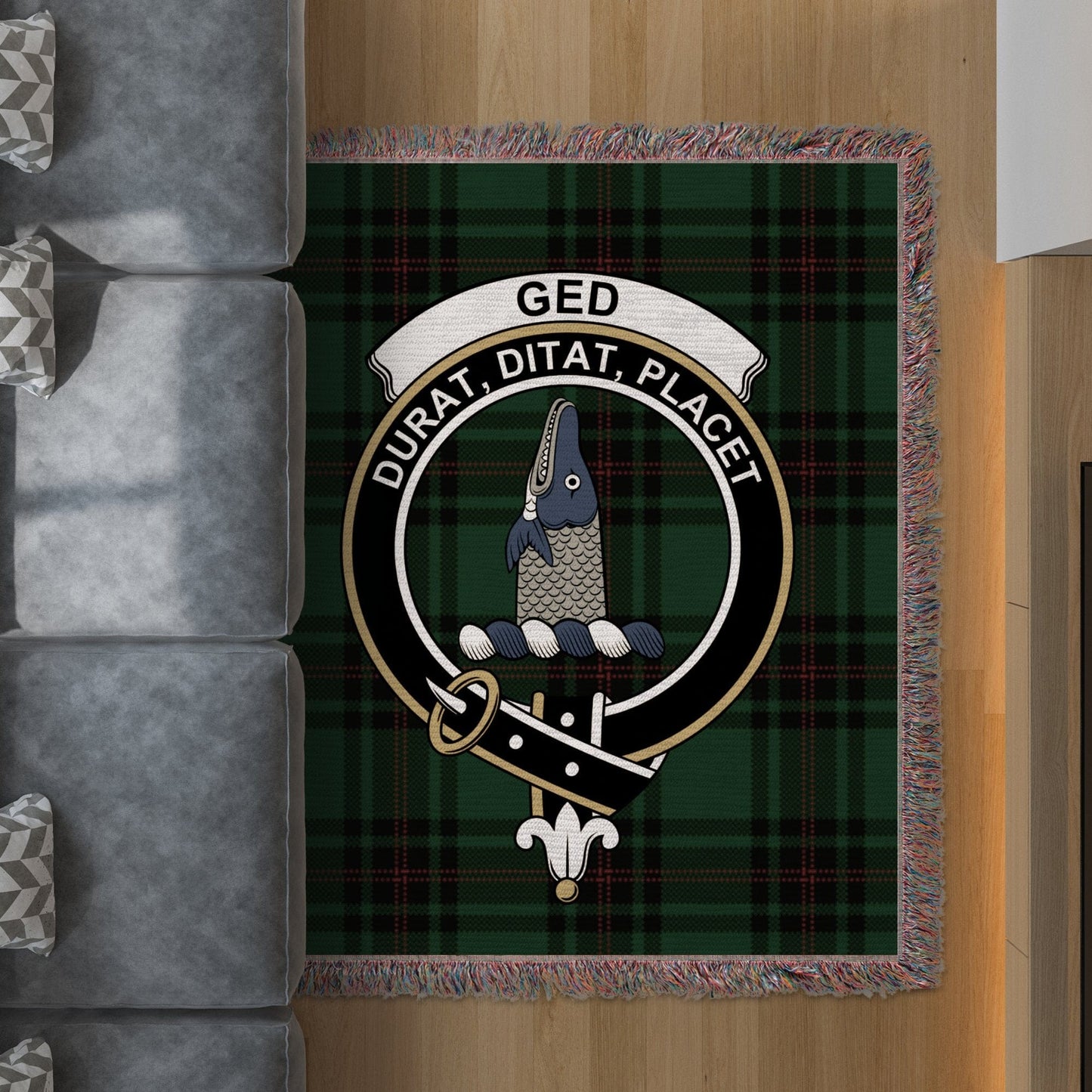 Physical Item 50" x 60" Ged Clan Scottish Tartan Background Woven Blanket