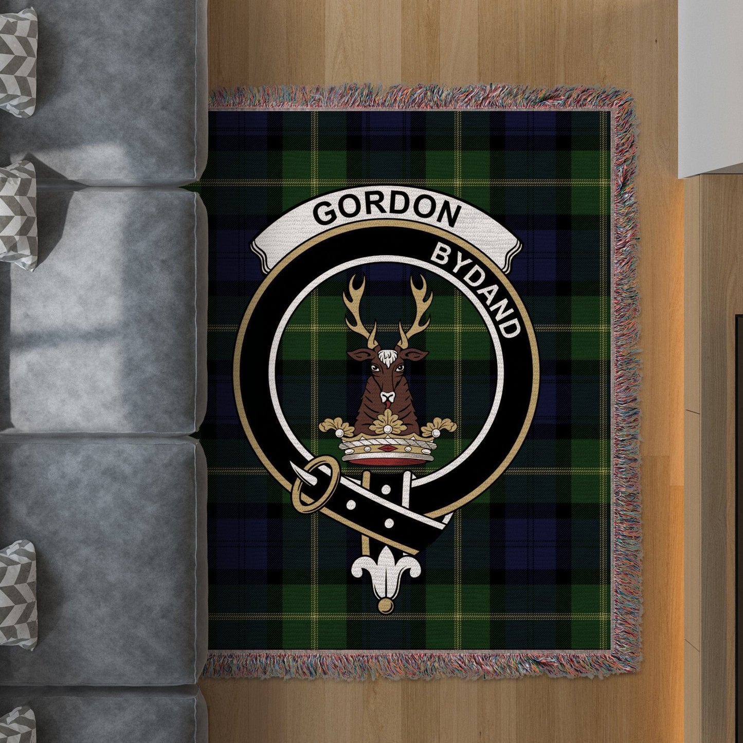 Physical Item 50" x 60" Gordon Clan Scottish Tartan Woven Blanket