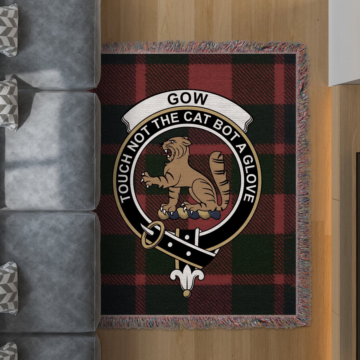 Physical Item 50" x 60" Gow Clan Scottish Tartan Woven Blanket