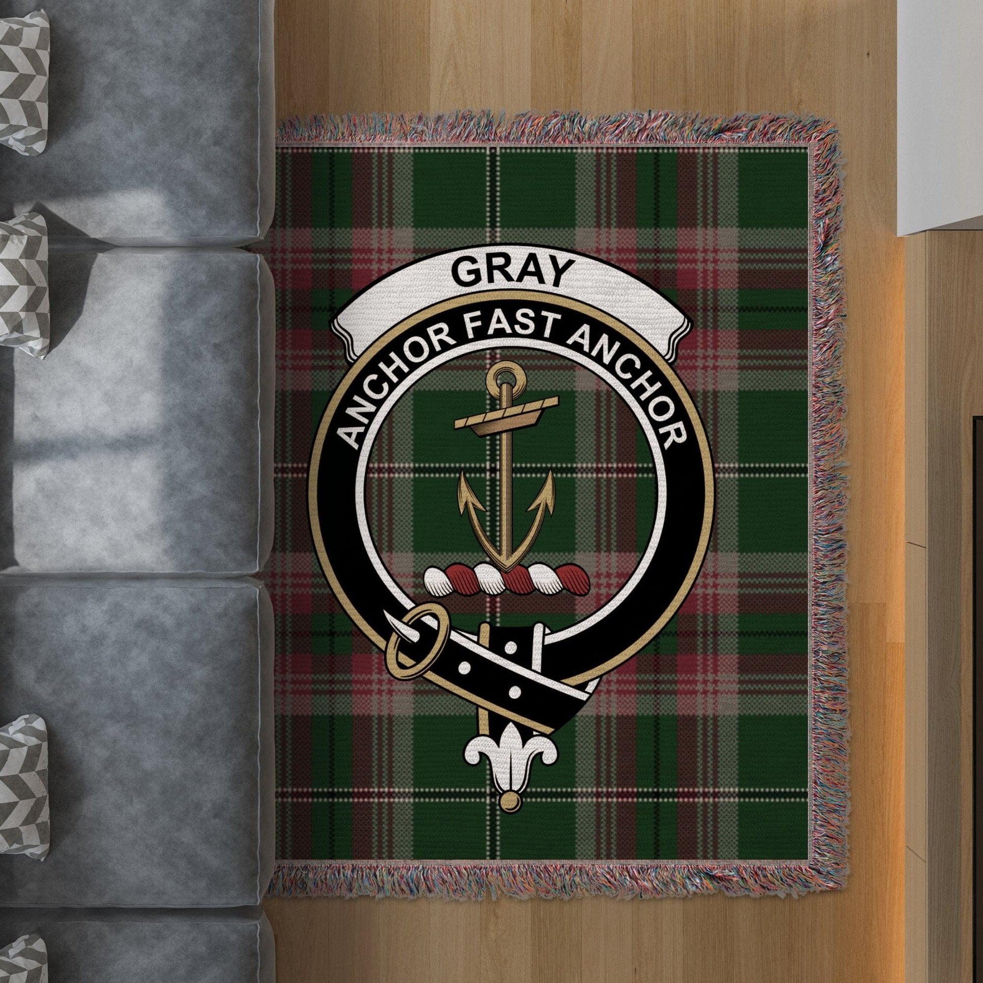 Physical Item 50" x 60" Gray Clan Scottish Tartan Woven Blanket