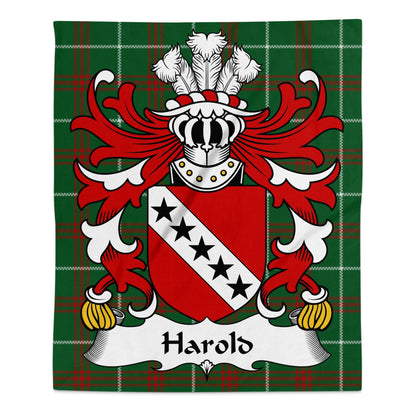 Physical Item 50" x 60" Harold Coat of Arms on Welsh National Tartan Blanket