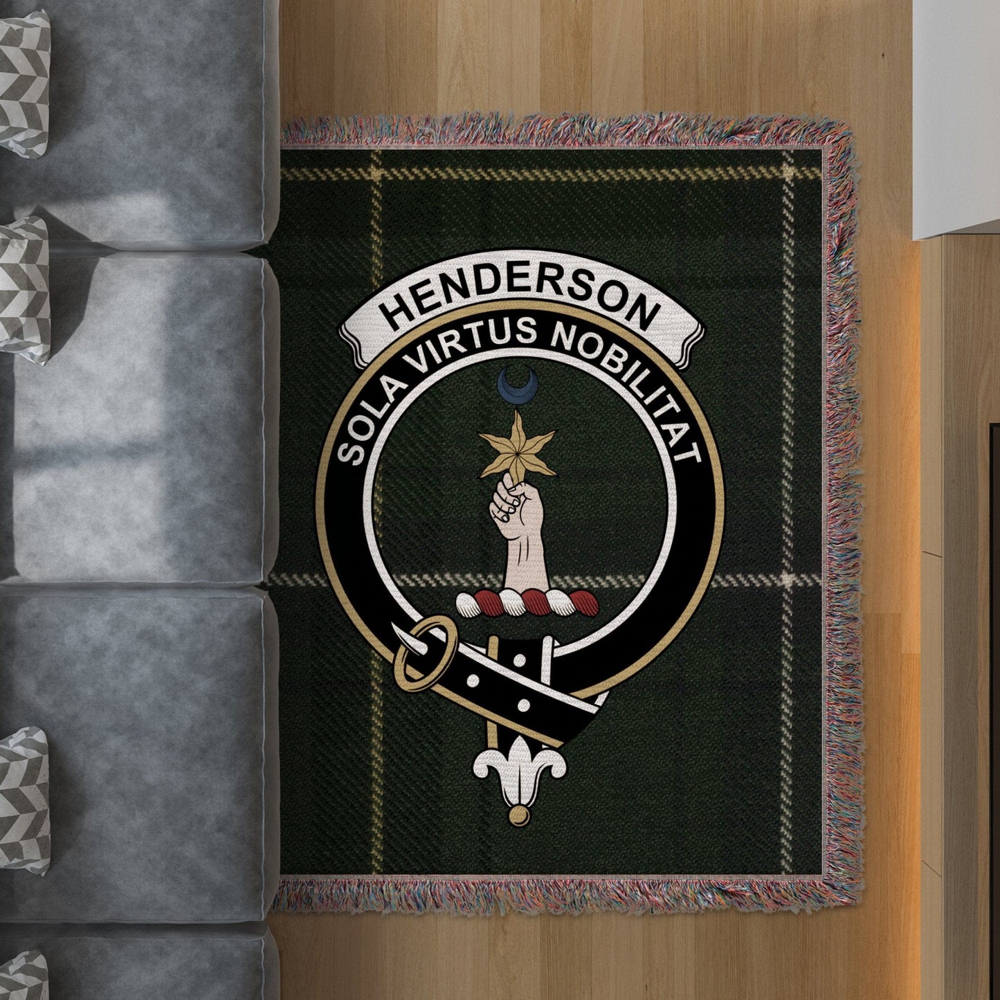 Physical Item 50" x 60" Henderson Clan Scottish Tartan Woven Blanket