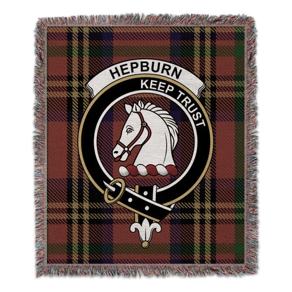 Physical Item 50" x 60" Hepburn Clan Scottish Tartan Woven Blanket