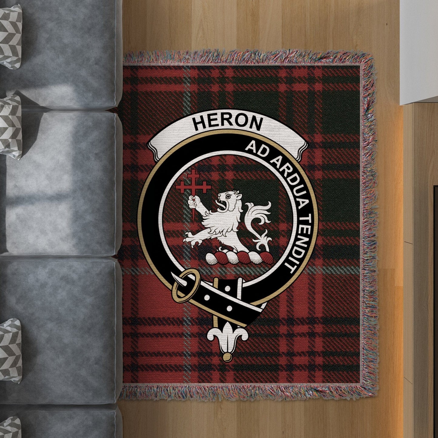 Physical Item 50" x 60" Heron Clan Scottish Tartan Woven Blanket