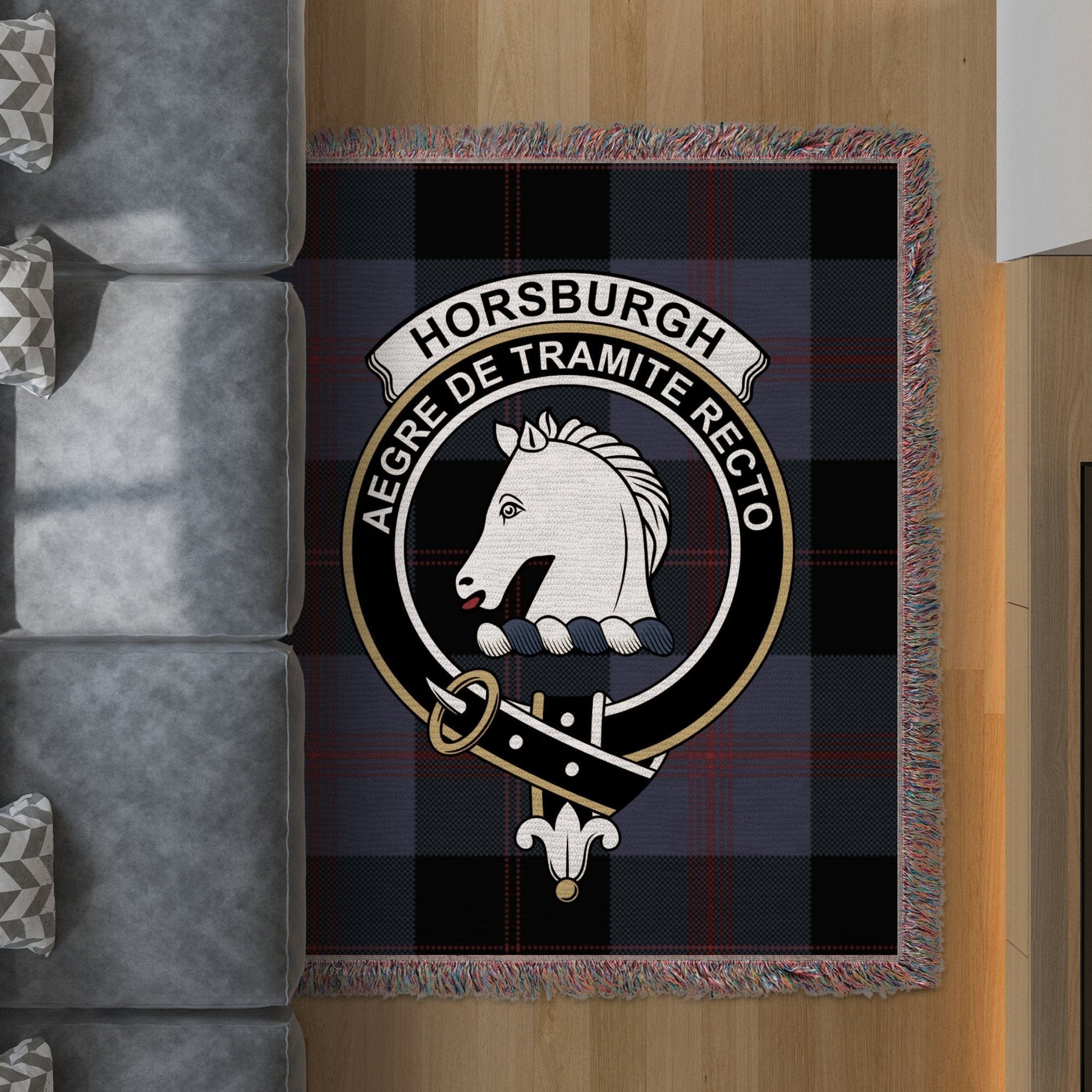 Physical Item 50" x 60" Horsburgh Clan Scottish Tartan Woven Blanket