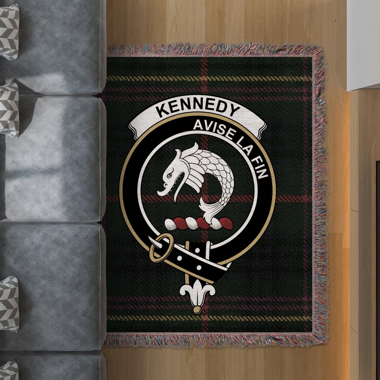 Physical Item 50" x 60" Kennedy Clan Scottish Tartan Woven Blanket