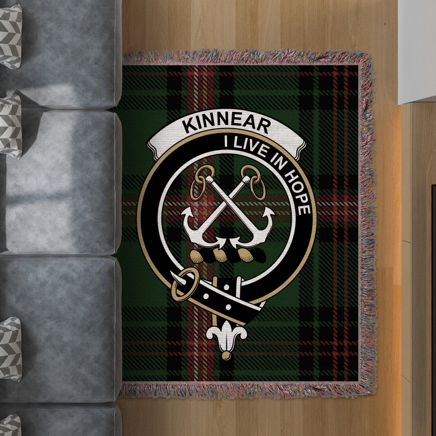 Physical Item 50" x 60" Kinnear Clan Scottish Tartan Woven Blanket