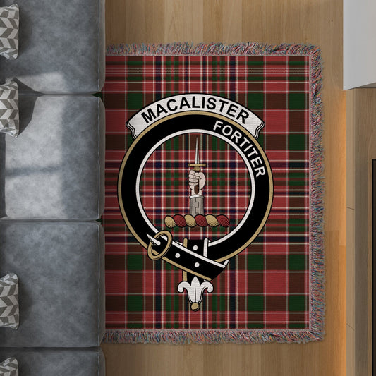 Physical Item 50" x 60" Macalister Clan Scottish Tartan Woven Blanket