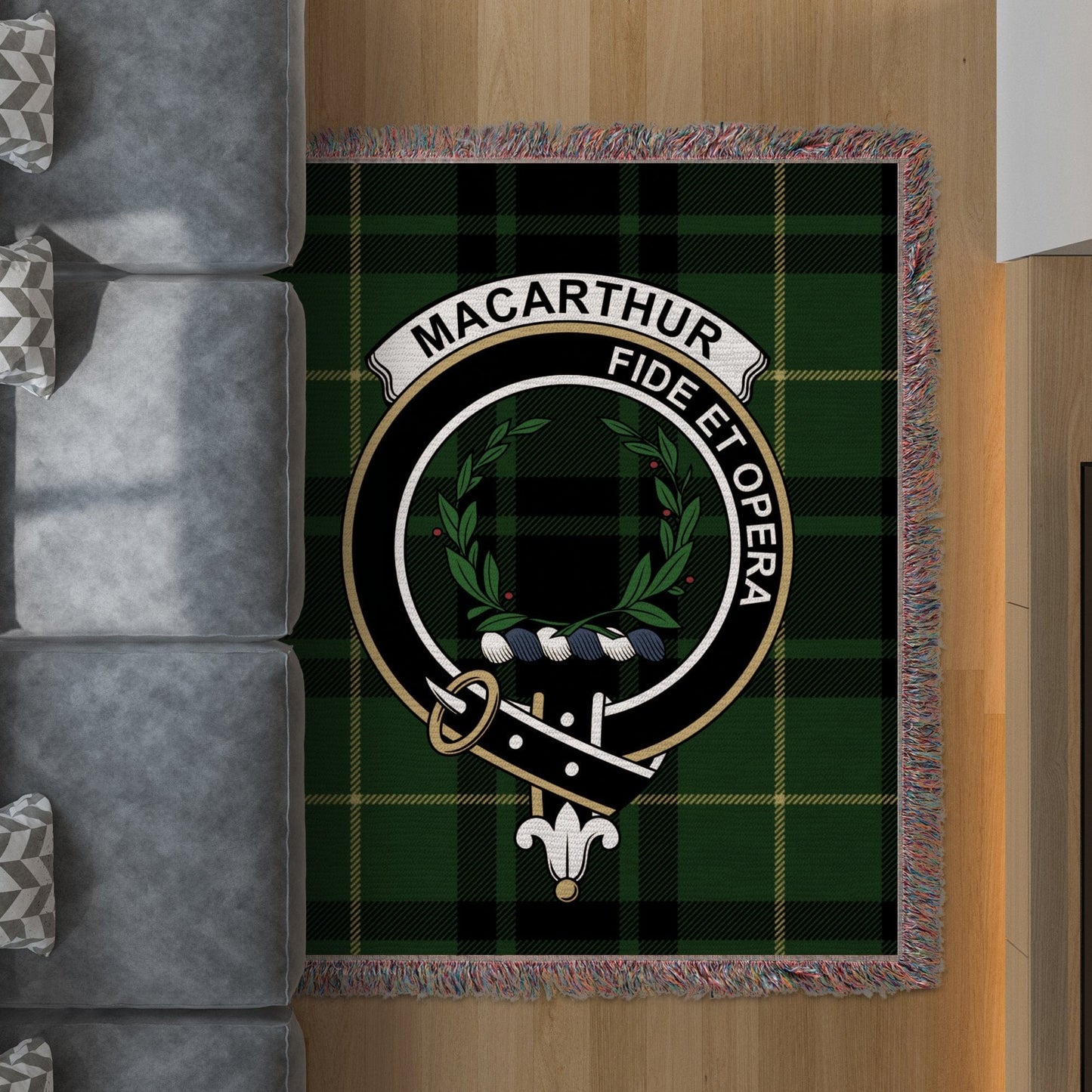 Physical Item 50" x 60" Macarthur Clan Scottish Tartan Woven Blanket