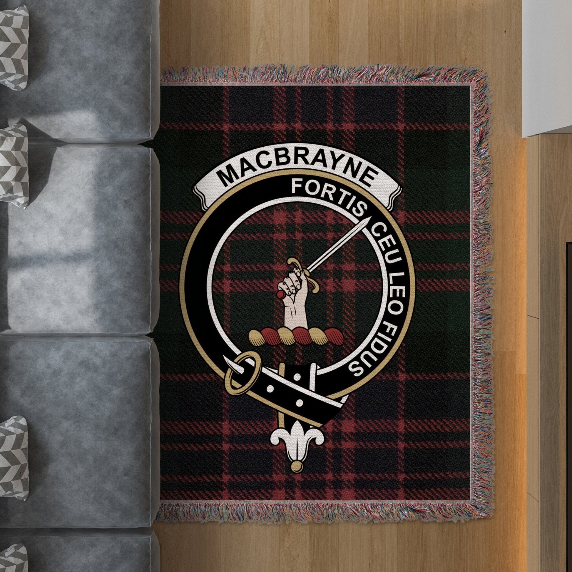 Physical Item 50" x 60" Macbrayne Fortis Ceu Leo Fidus Woven Blanket