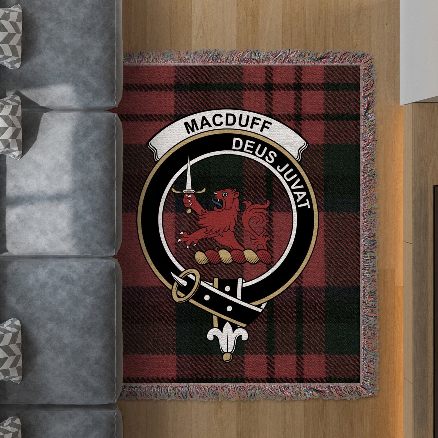 Physical Item 50" x 60" Macduff Clan Scottish Tartan Woven Blanket