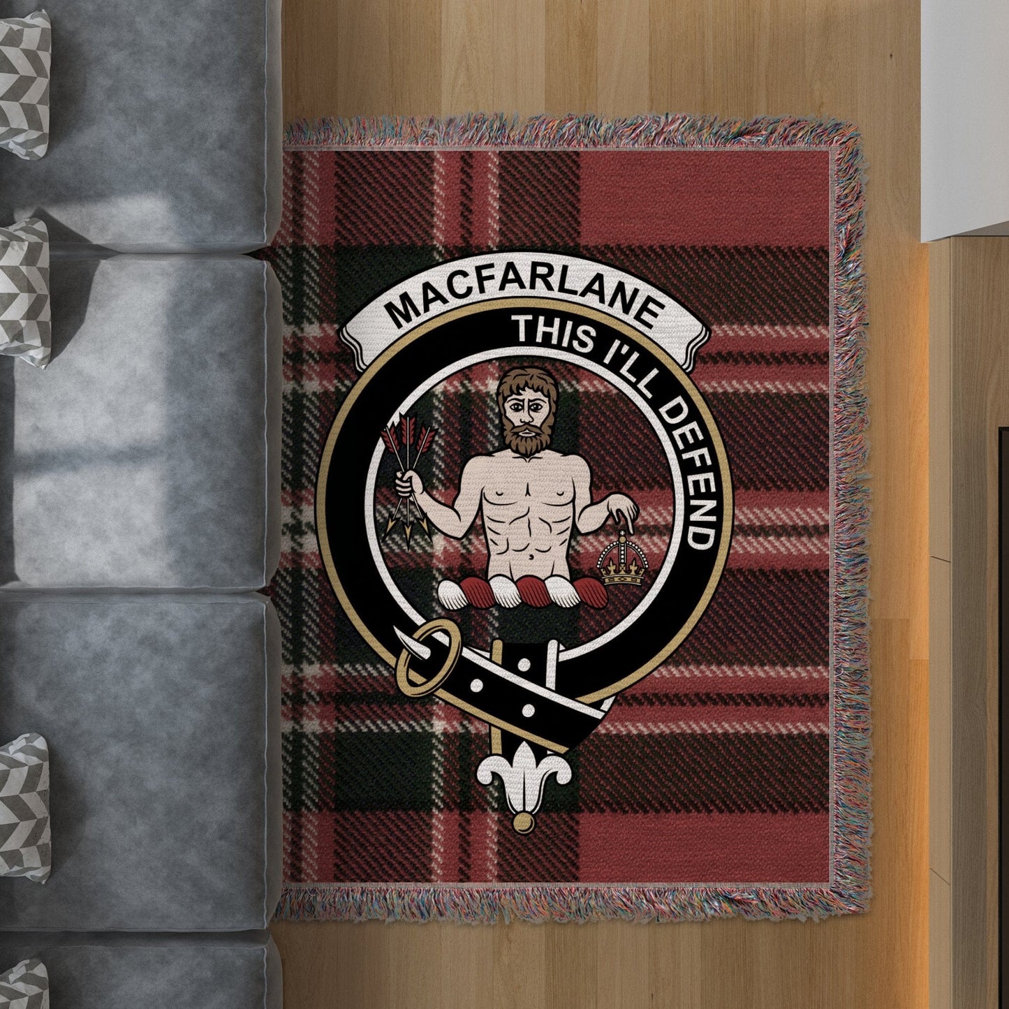 Physical Item 50" x 60" Macfarlane Clan Scottish Tartan Woven Blanket