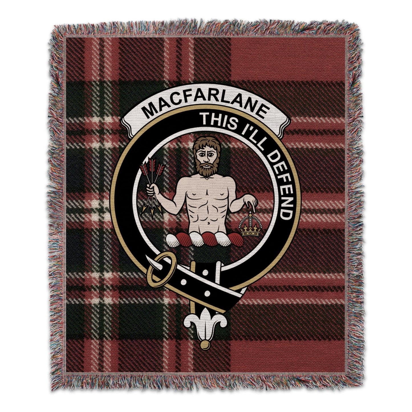 Physical Item 50" x 60" Macfarlane Clan Scottish Tartan Woven Blanket