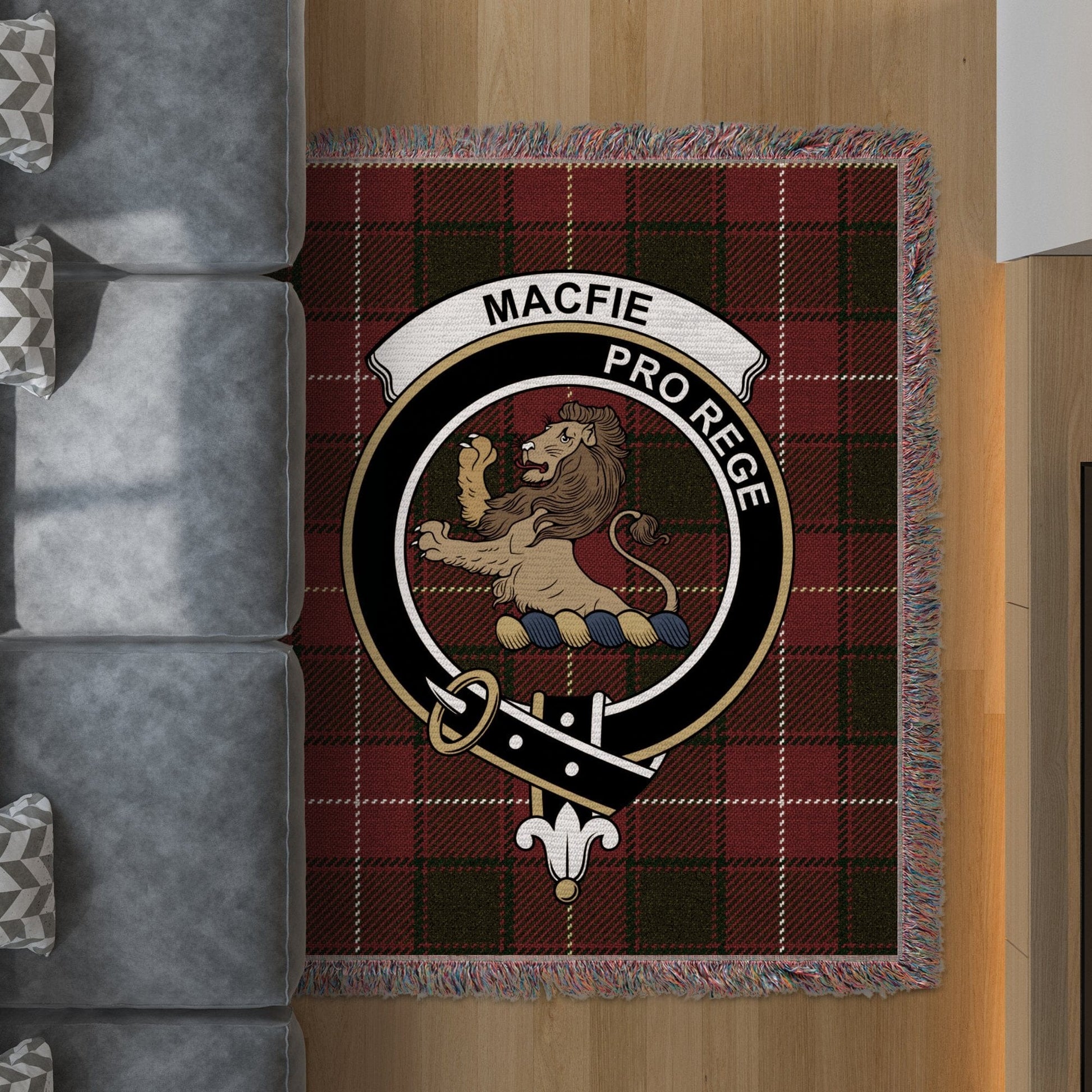 Physical Item 50" x 60" Macfie Clan Scottish Tartan Woven Blanket