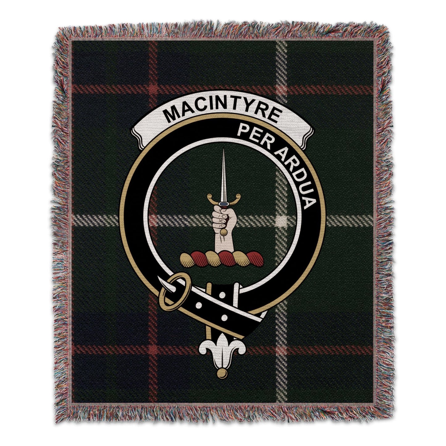 Physical Item 50" x 60" Macintyre Clan Crest Tartan Background Woven Blanket