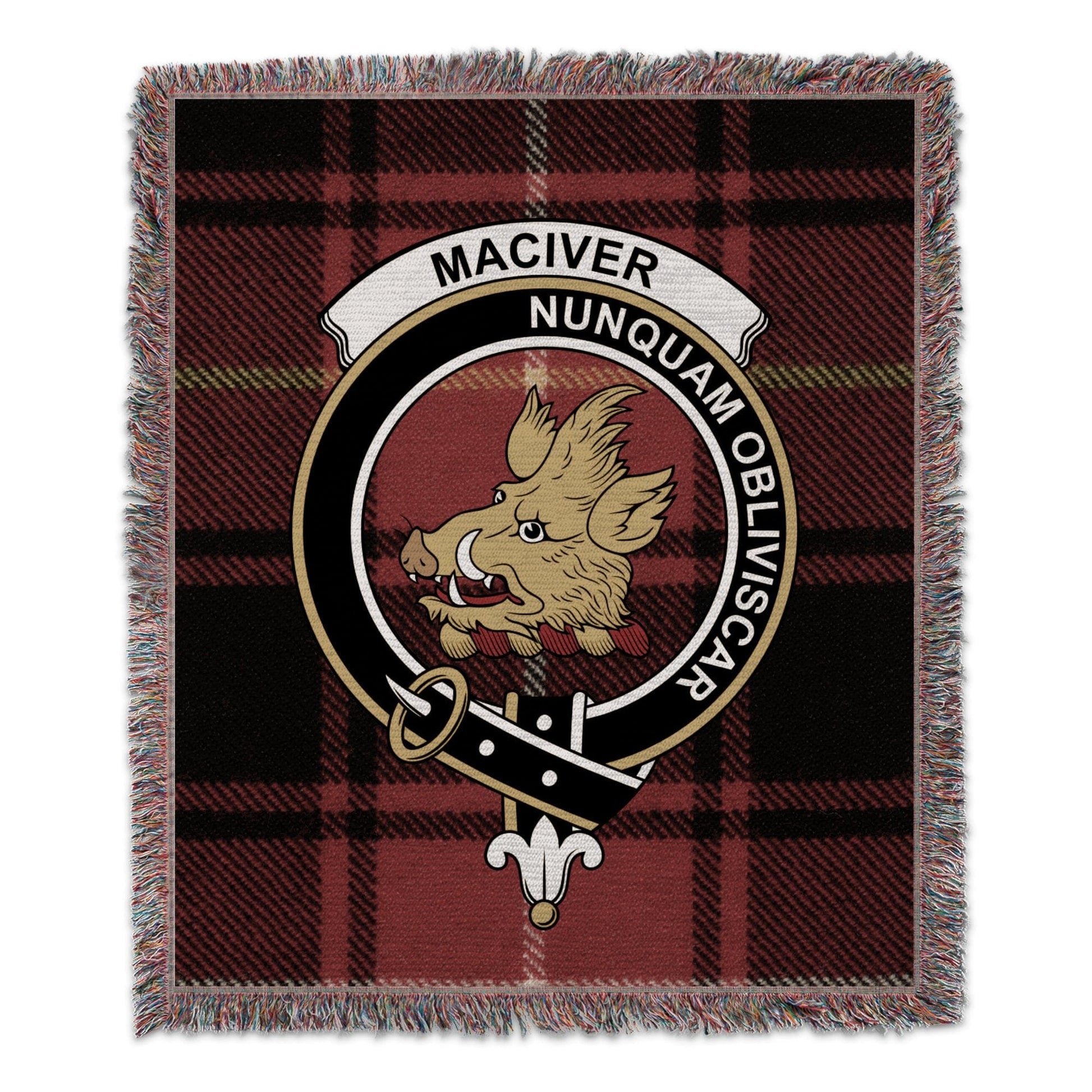 Physical Item 50" x 60" Maciver Clan Scottish Tartan Woven Blanket