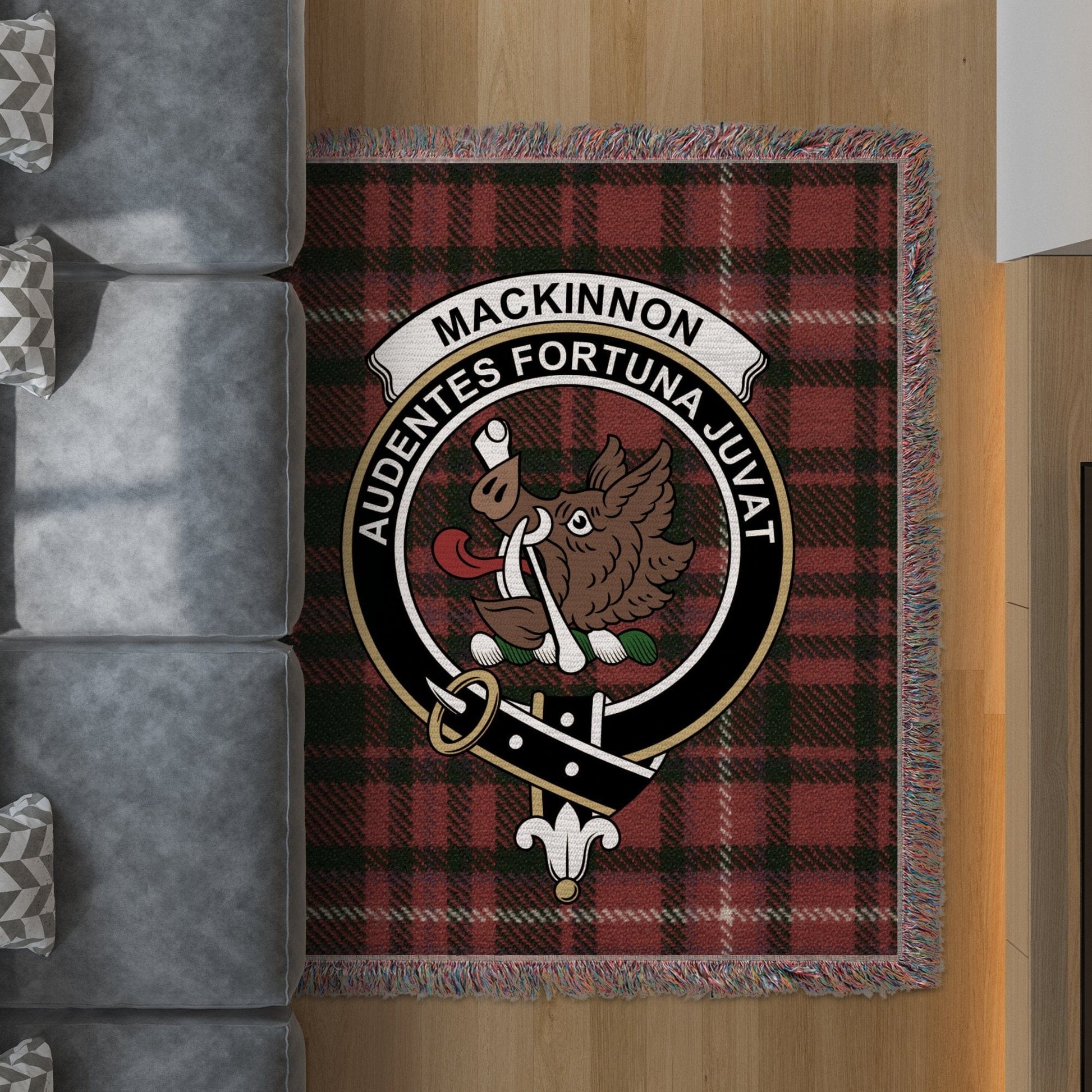 Physical Item 50" x 60" Mackinnon Clan Scottish Tartan Woven Blanket