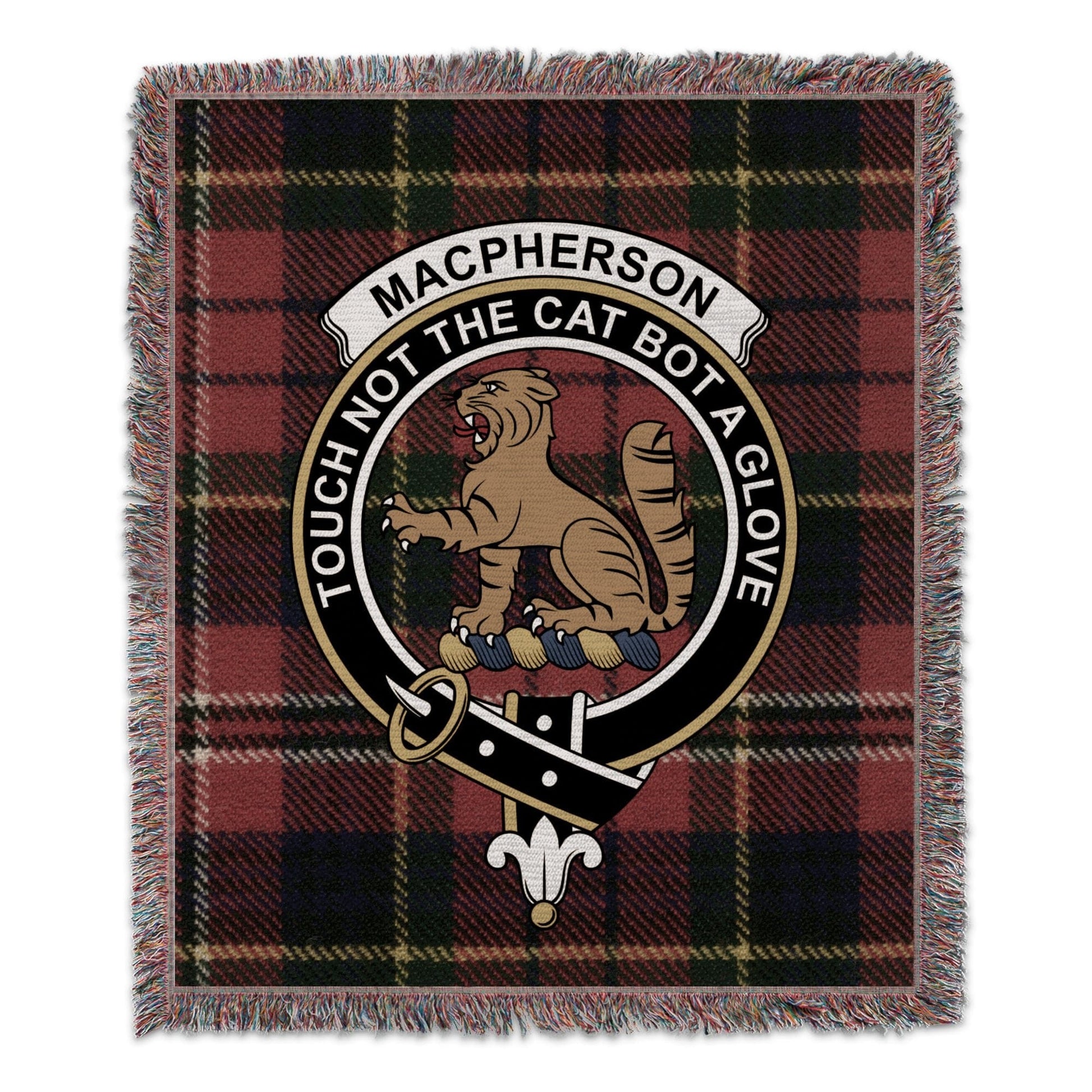 Physical Item 50" x 60" Macpherson Clan Scottish Tartan Woven Blanket