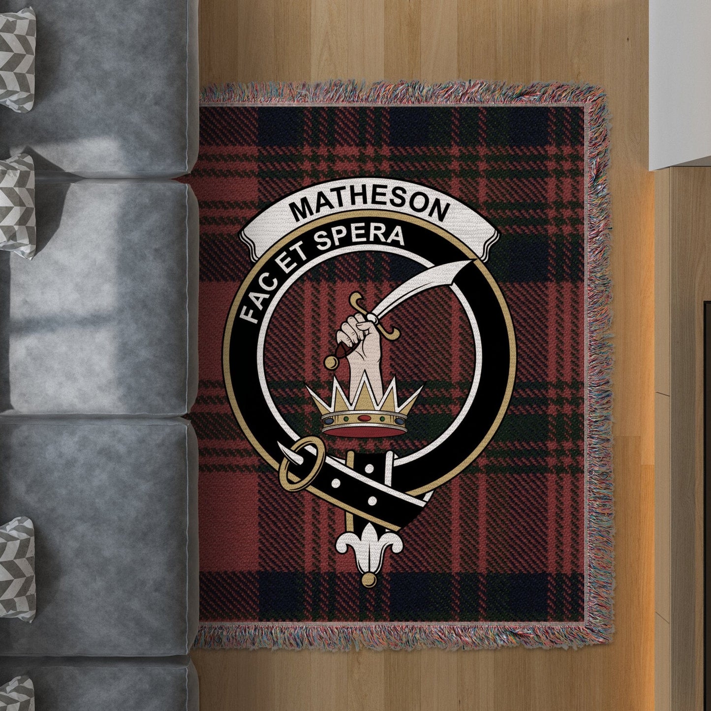 Physical Item 50" x 60" Matheson Clan Scottish Tartan Woven Blanket