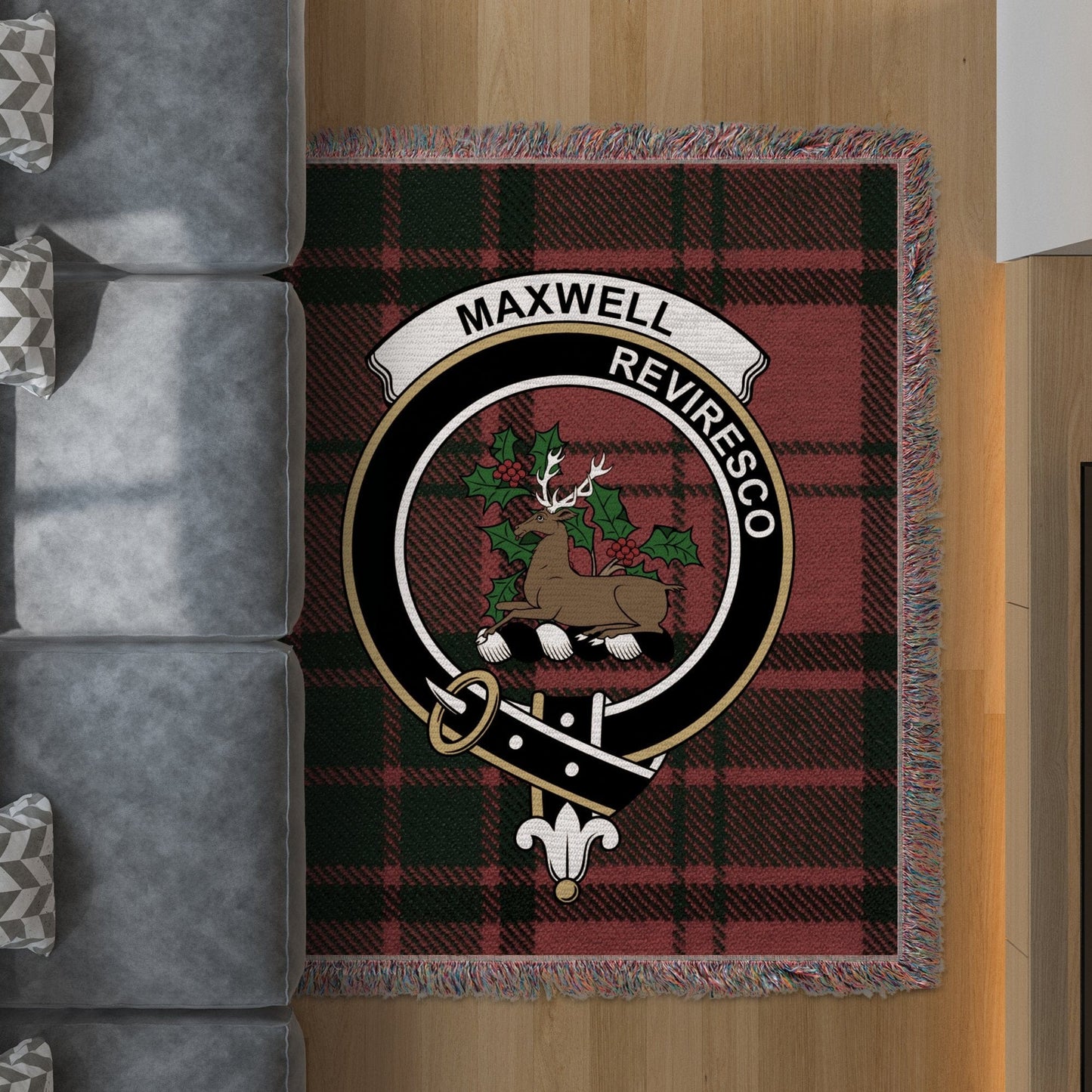 Physical Item 50" x 60" Maxwell Clan Scottish Tartan Woven Blanket