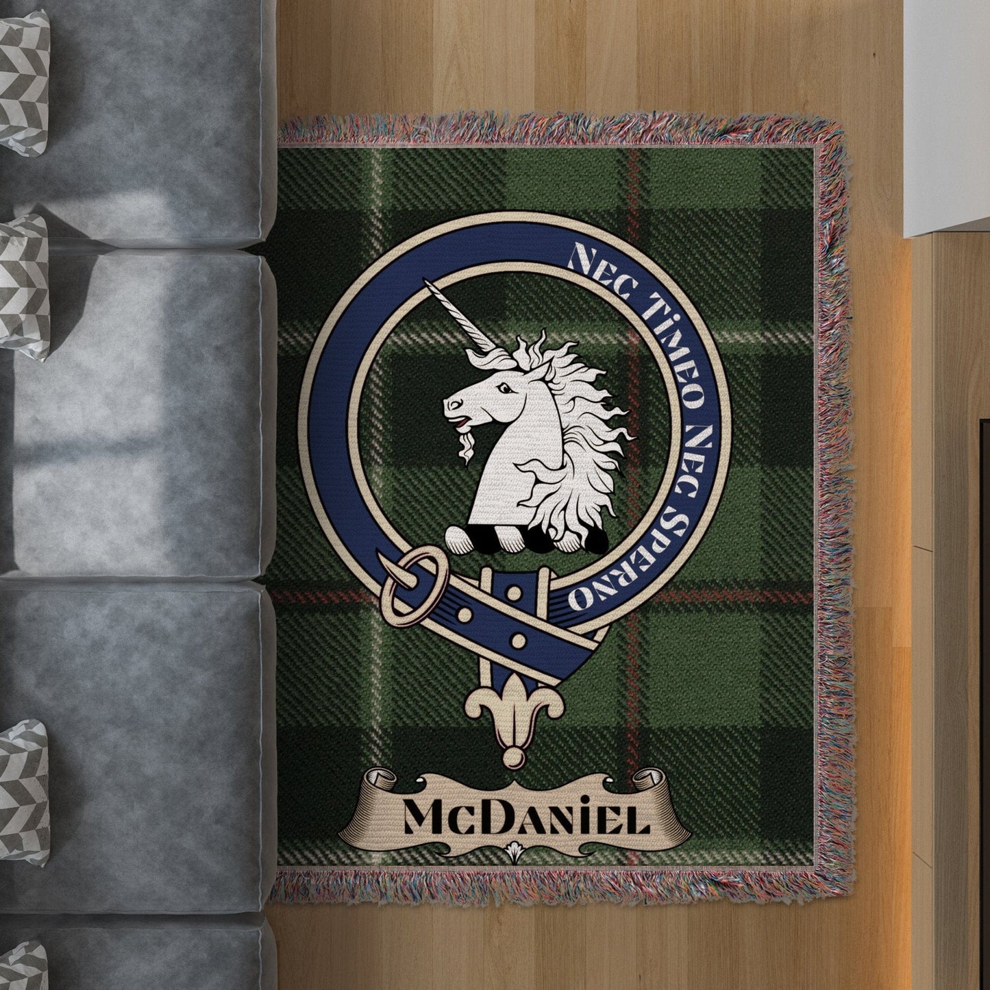 Physical Item 50" x 60" McDaniel Clan Scottish Tartan Background Woven Blanket