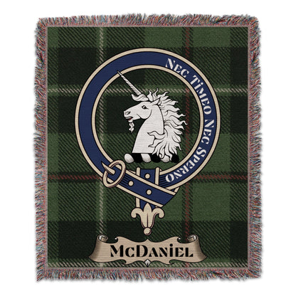 Physical Item 50" x 60" McDaniel Clan Scottish Tartan Background Woven Blanket