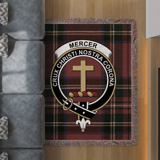 Physical Item 50" x 60" Mercer Clan Scottish Tartan Woven Blanket