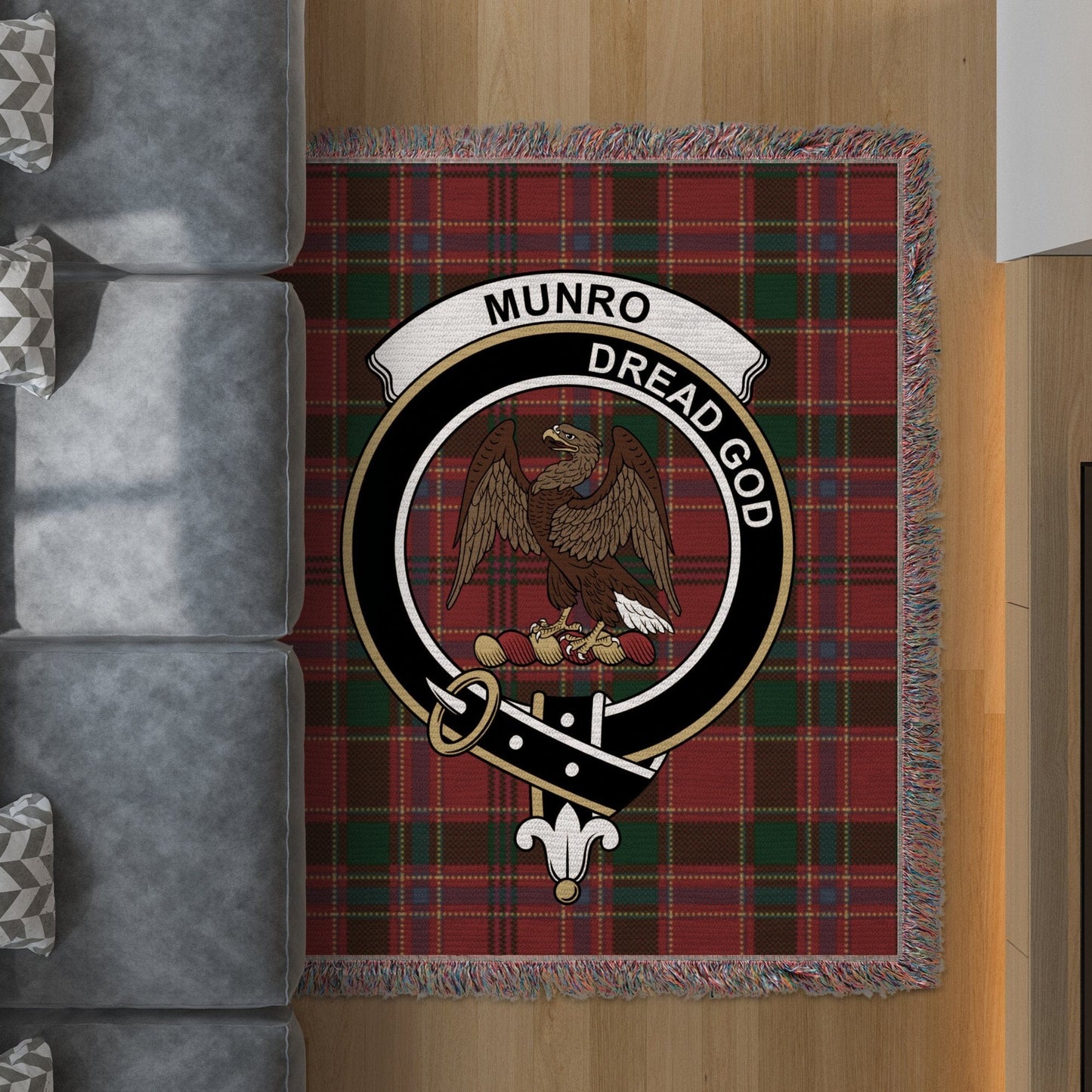 Physical Item 50" x 60" Munro Clan Scottish Tartan Woven Blanket