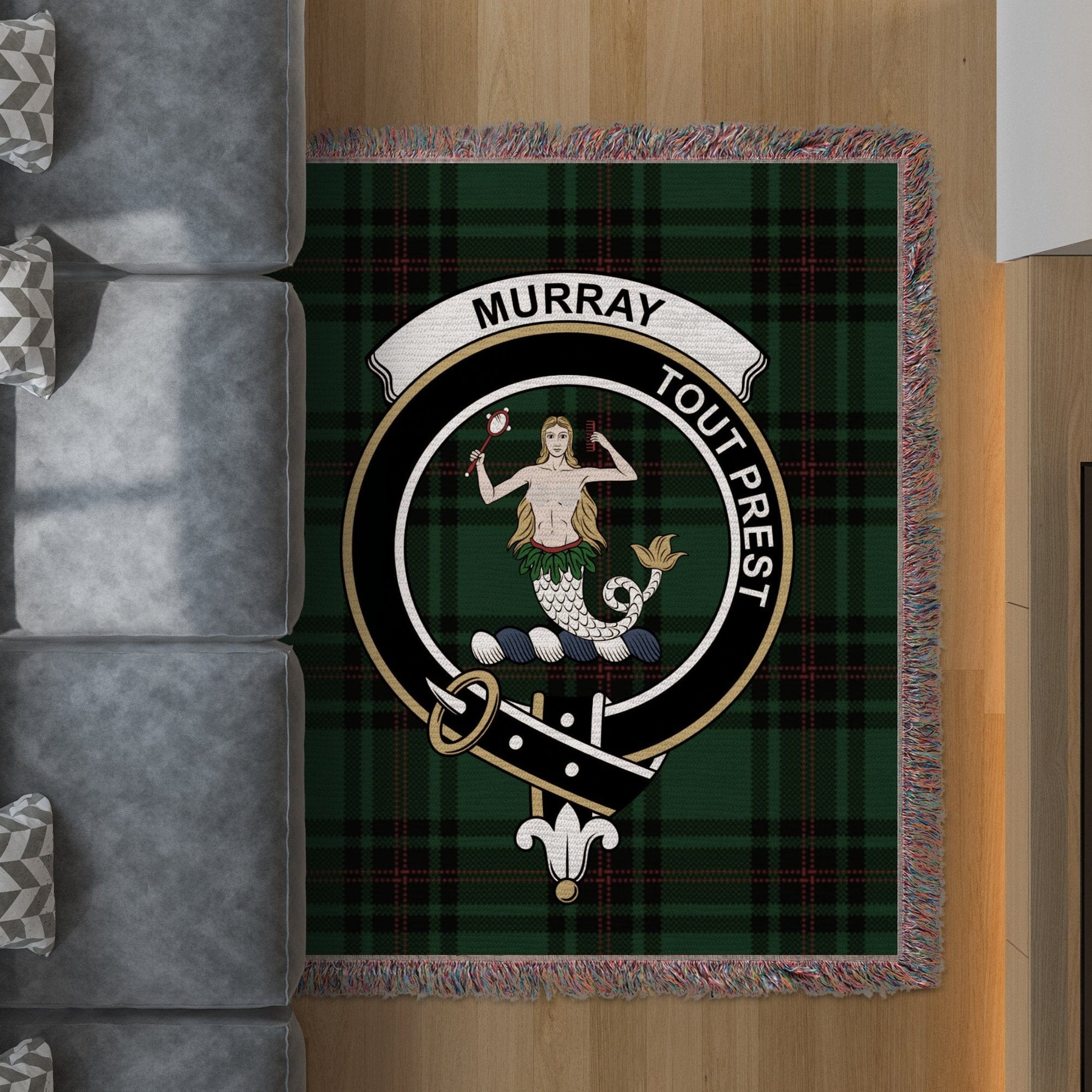 Physical Item 50" x 60" Murray Clan Scottish Tartan Woven Blanket