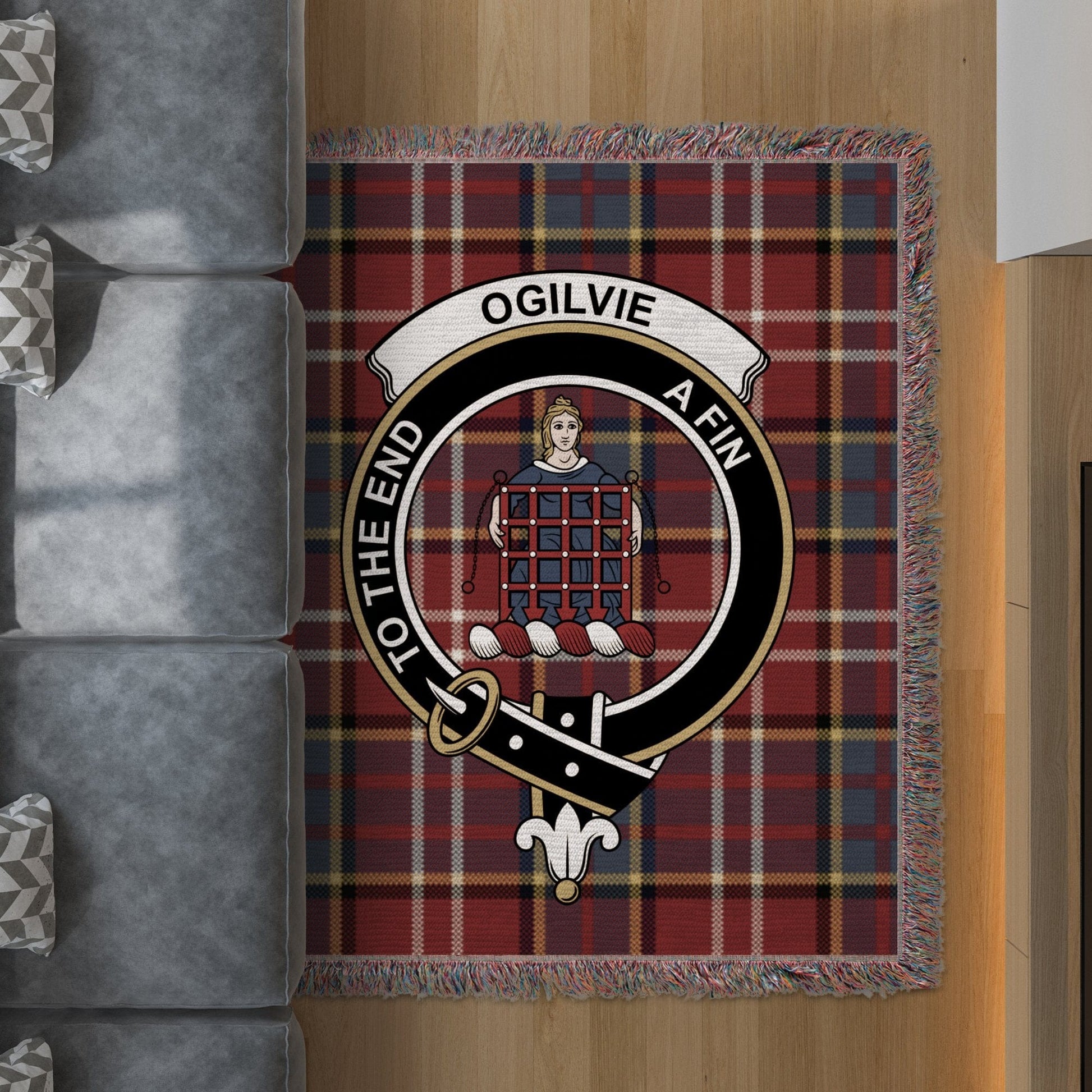 Physical Item 50" x 60" Ogilvie Clan Scottish Tartan Woven Blanket