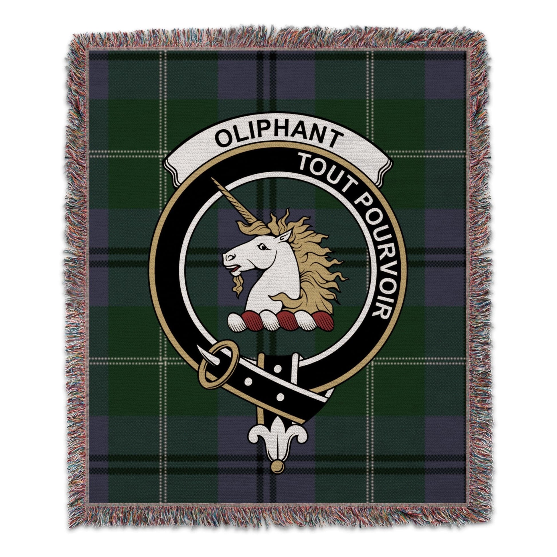 Physical Item 50" x 60" Oliphant Clan Scottish Tartan Woven Blanket