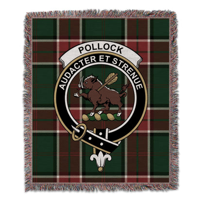 Physical Item 50" x 60" Pollock Clan Scottish Tartan Woven Blanket