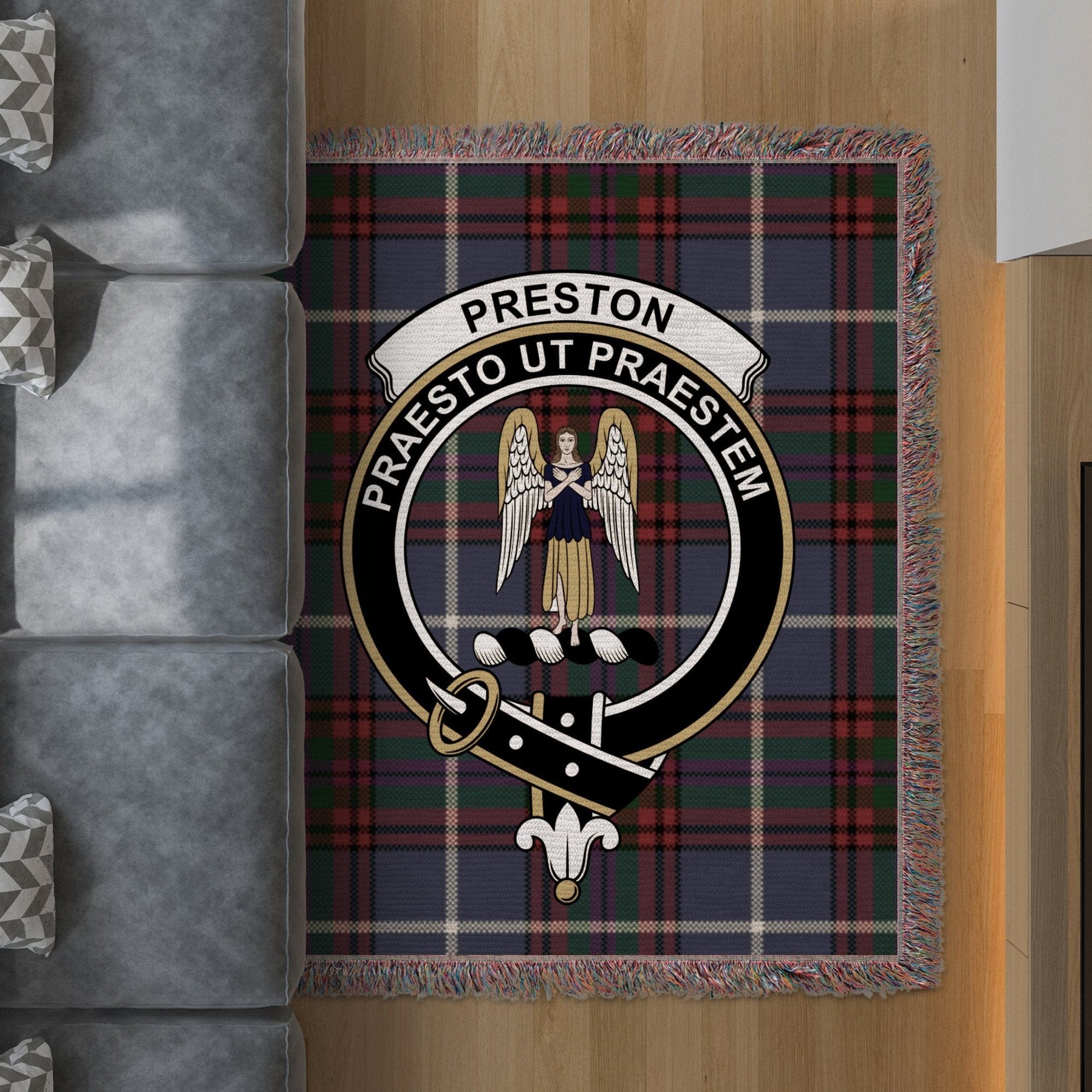 Physical Item 50" x 60" Preston Clan Scottish Tartan Woven Blanket