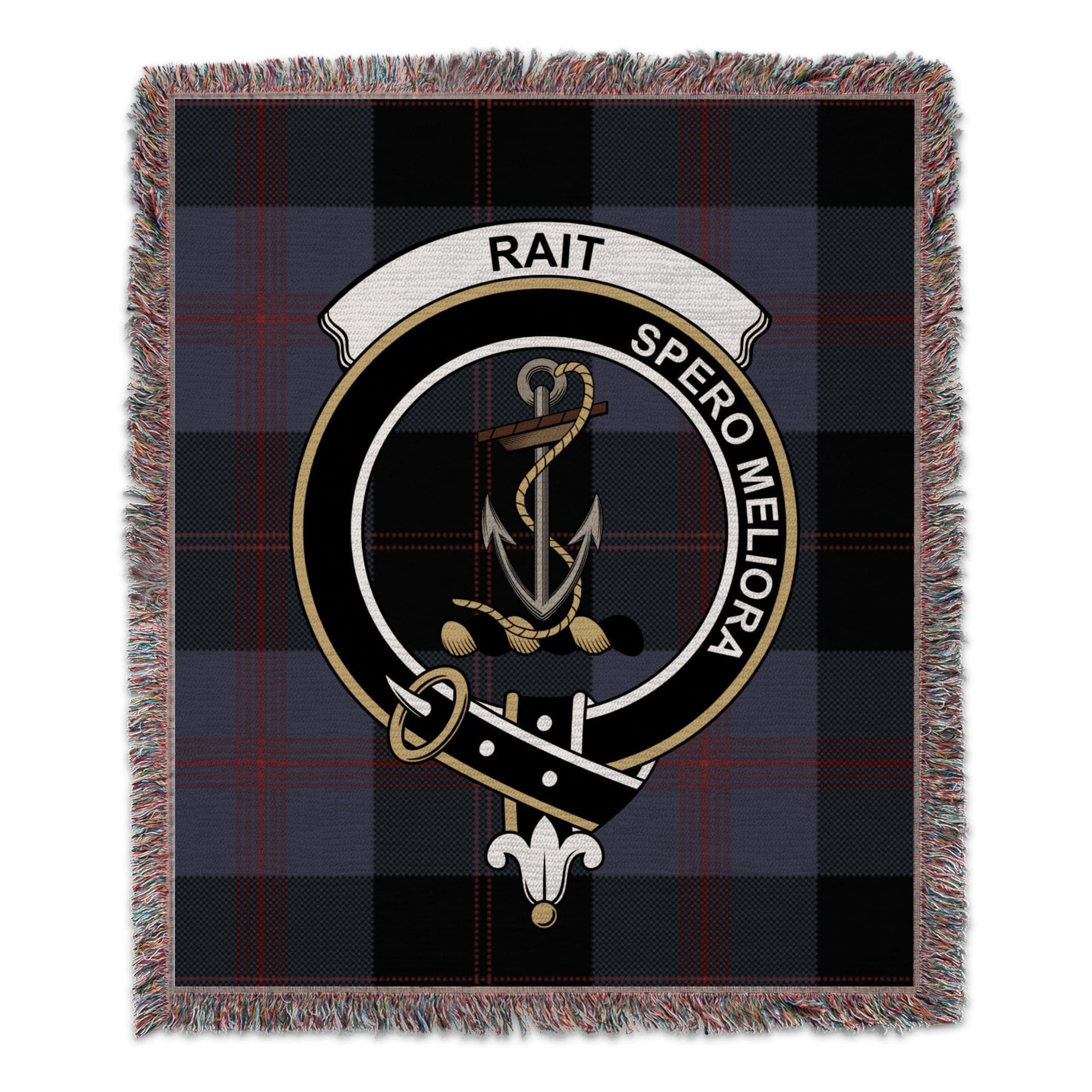 Physical Item 50" x 60" Rait Clan Tartan Crest Design Woven Blanket