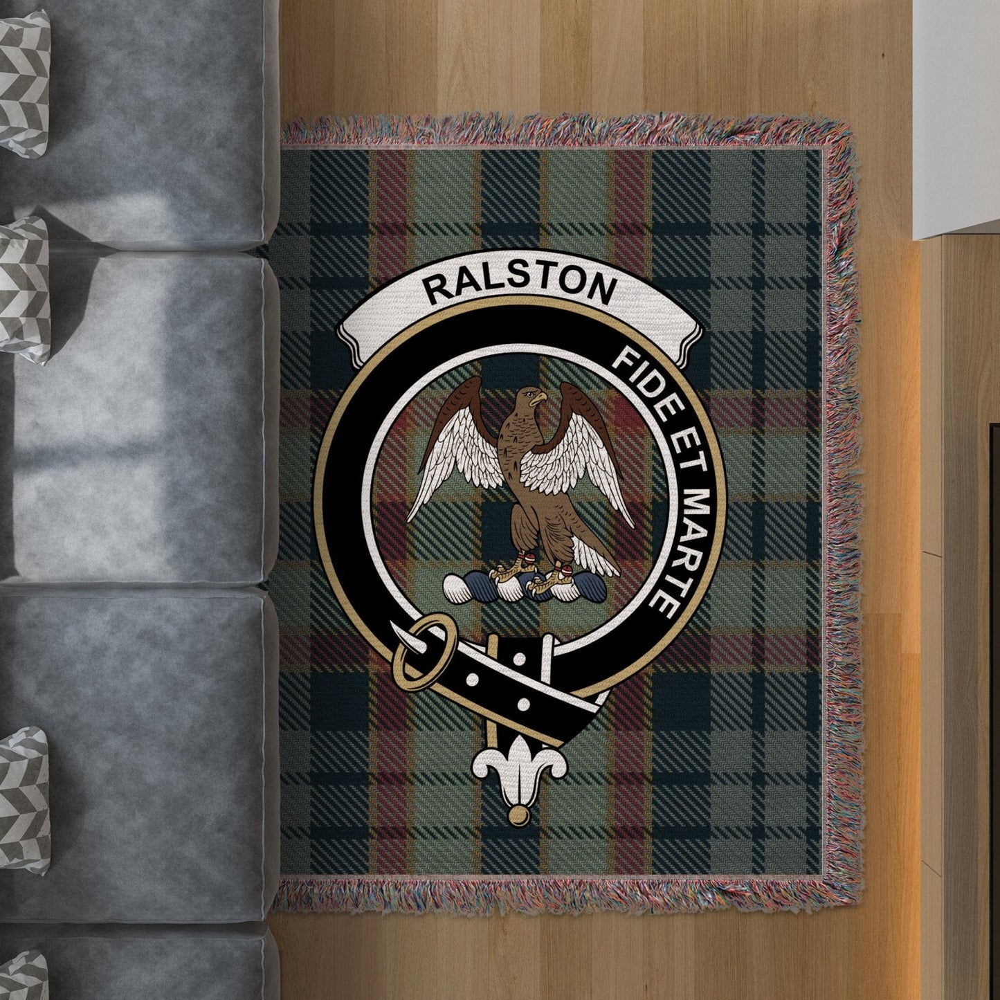 Physical Item 50" x 60" Ralston Clan Scottish Tartan Woven Blanket