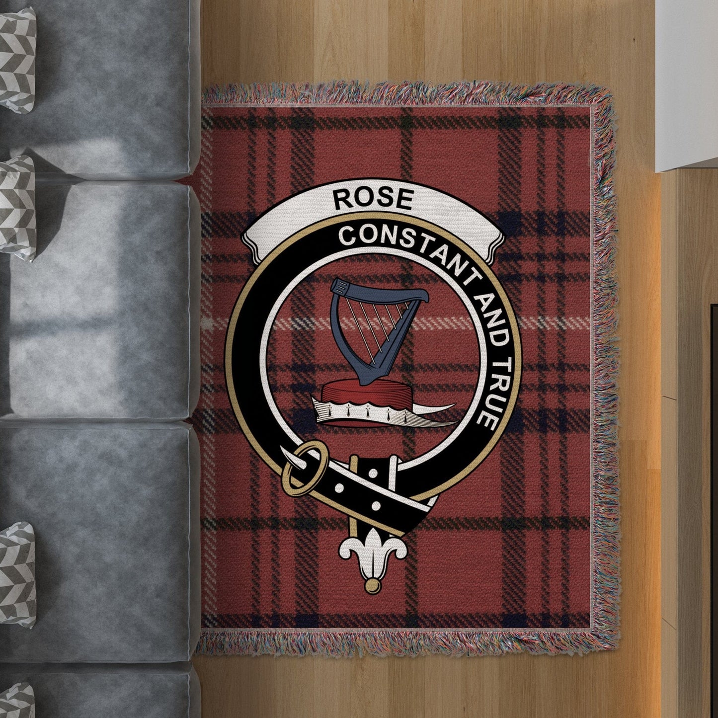 Physical Item 50" x 60" Rose Clan Scottish Tartan Woven Blanket