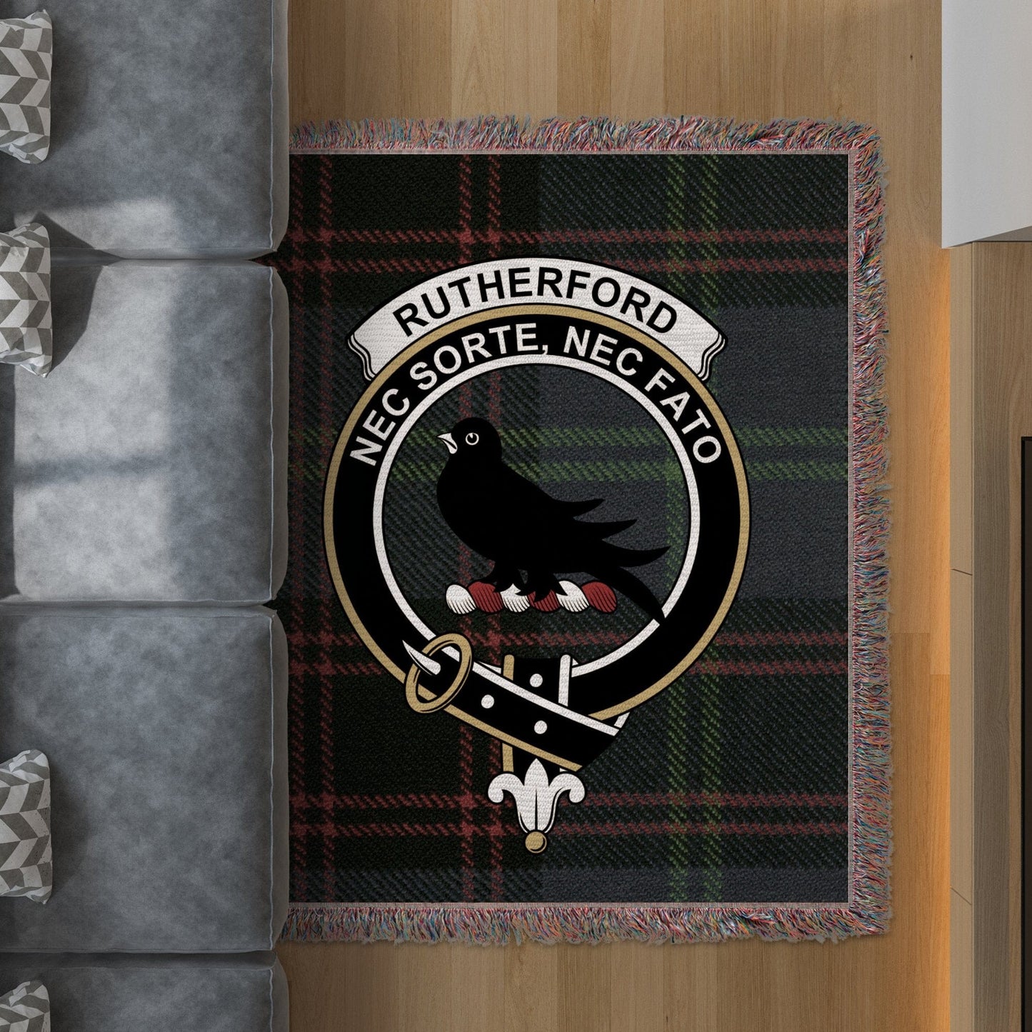 Physical Item 50" x 60" Rutherford Clan Scottish Tartan Woven Blanket