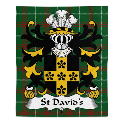 Physical Item 50" x 60" St David's Coat of Arms on Welsh National Tartan Blanket