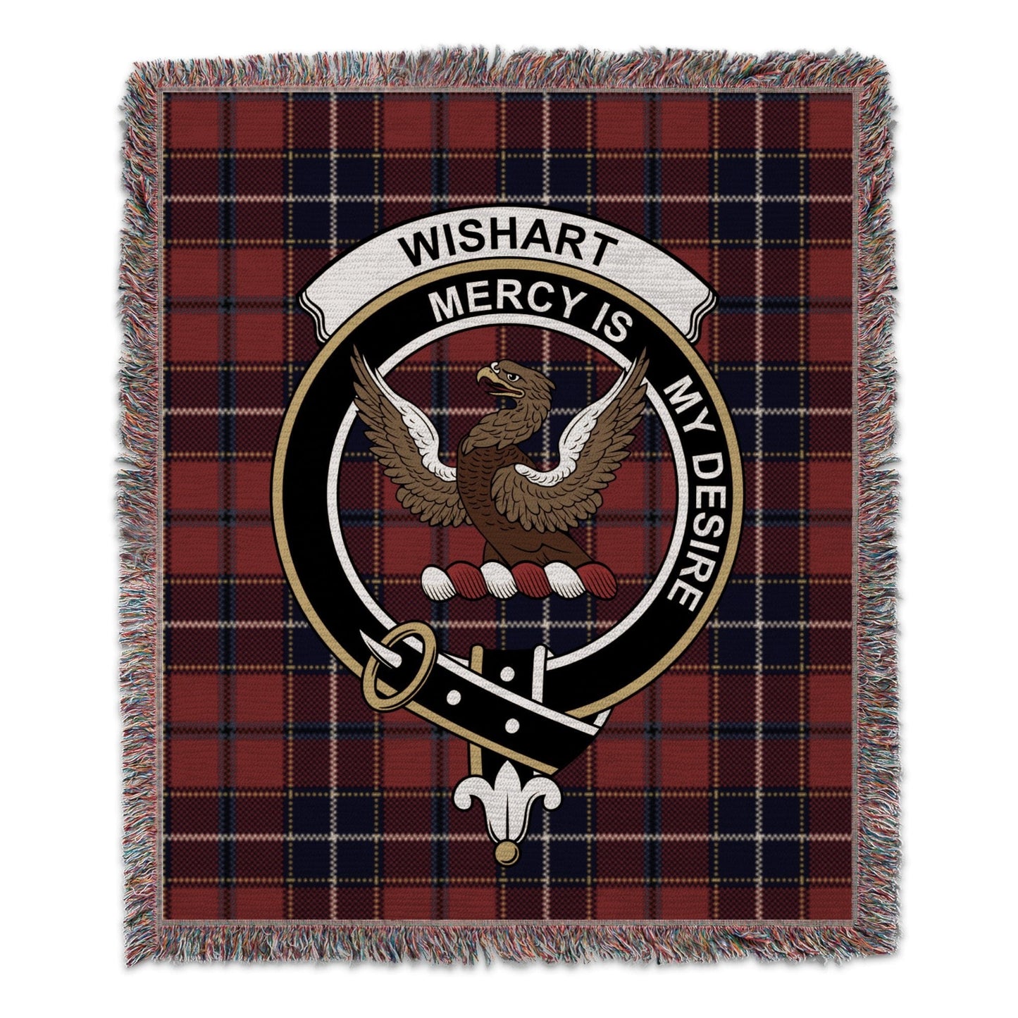 Physical Item 50" x 60" Wishart Clan Scottish Tartan Woven Blanket