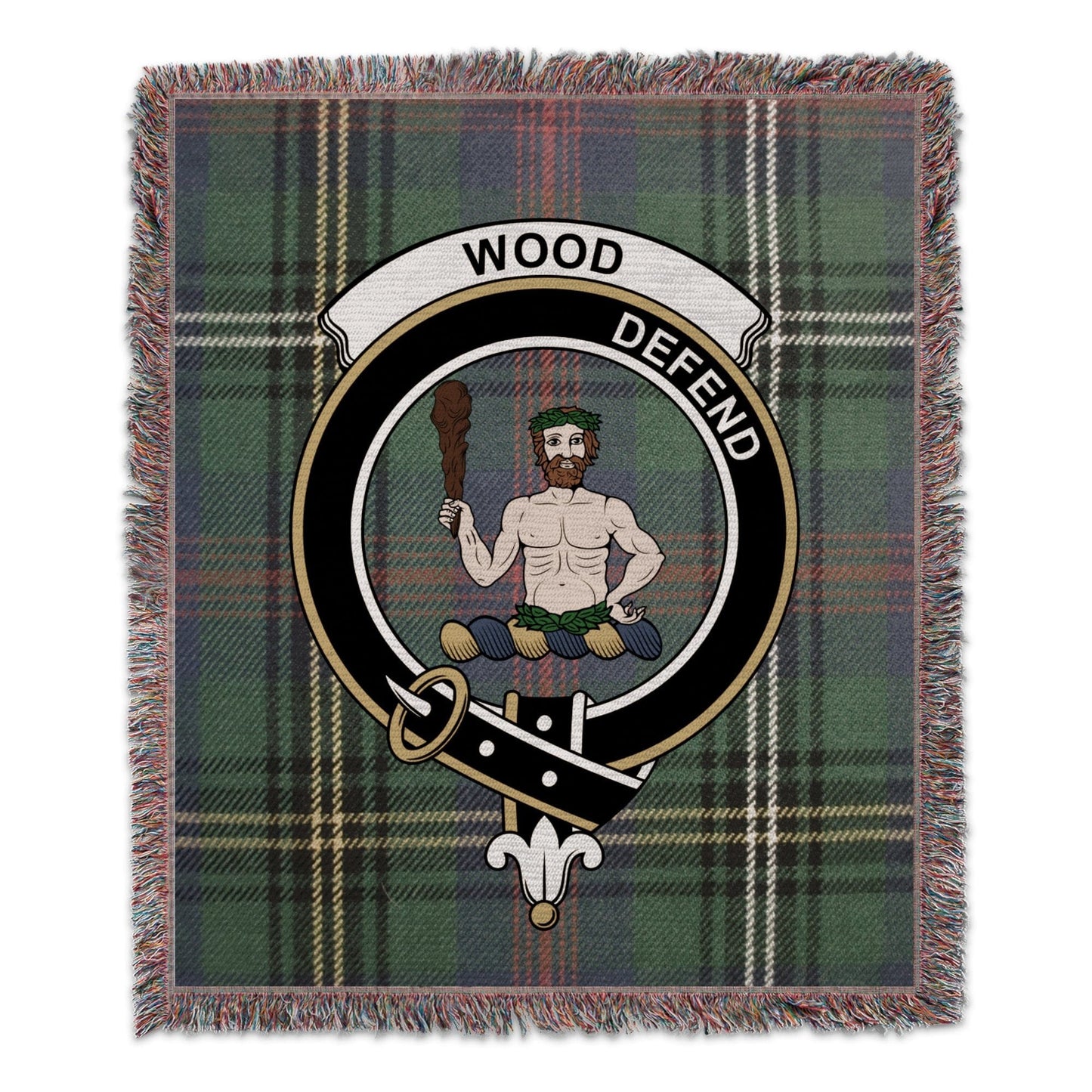 Physical Item 50" x 60" Wood Clan Defend Scottish Tartan Woven Blanket