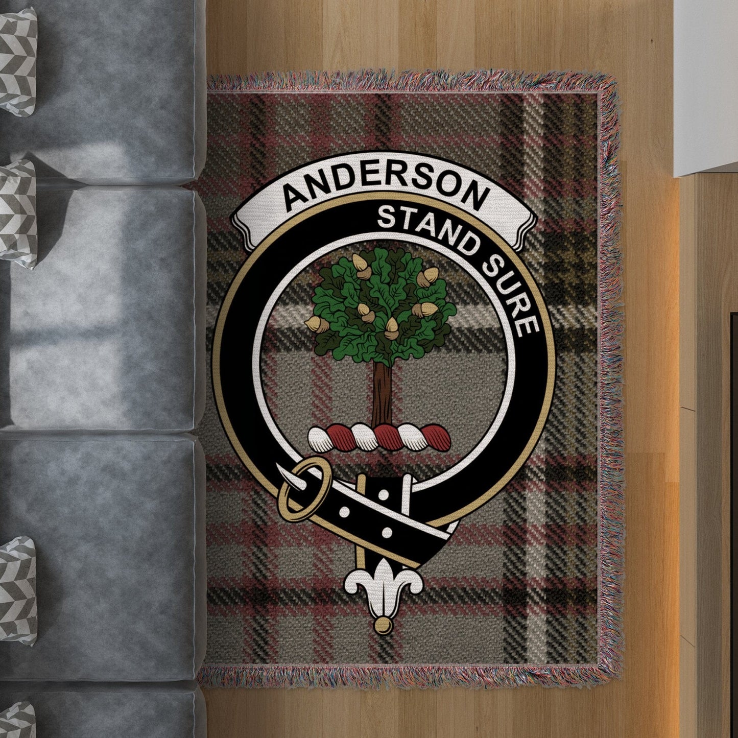 Physical Item 60" x 80" Anderson Clan Crest Tartan Scottish Woven Blanket