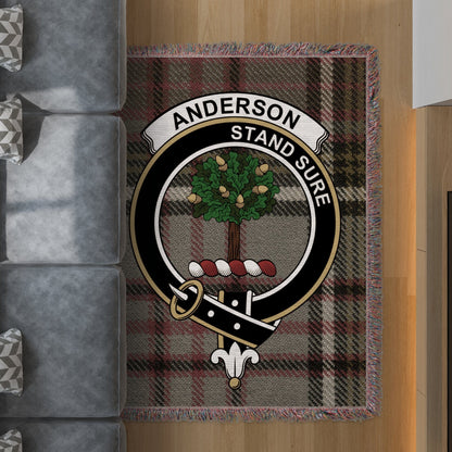 Physical Item 60" x 80" Anderson Clan Crest Tartan Scottish Woven Blanket