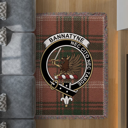 Physical Item 60" x 80" Bannatyne Clan Crest Tartan Scottish Woven Blanket