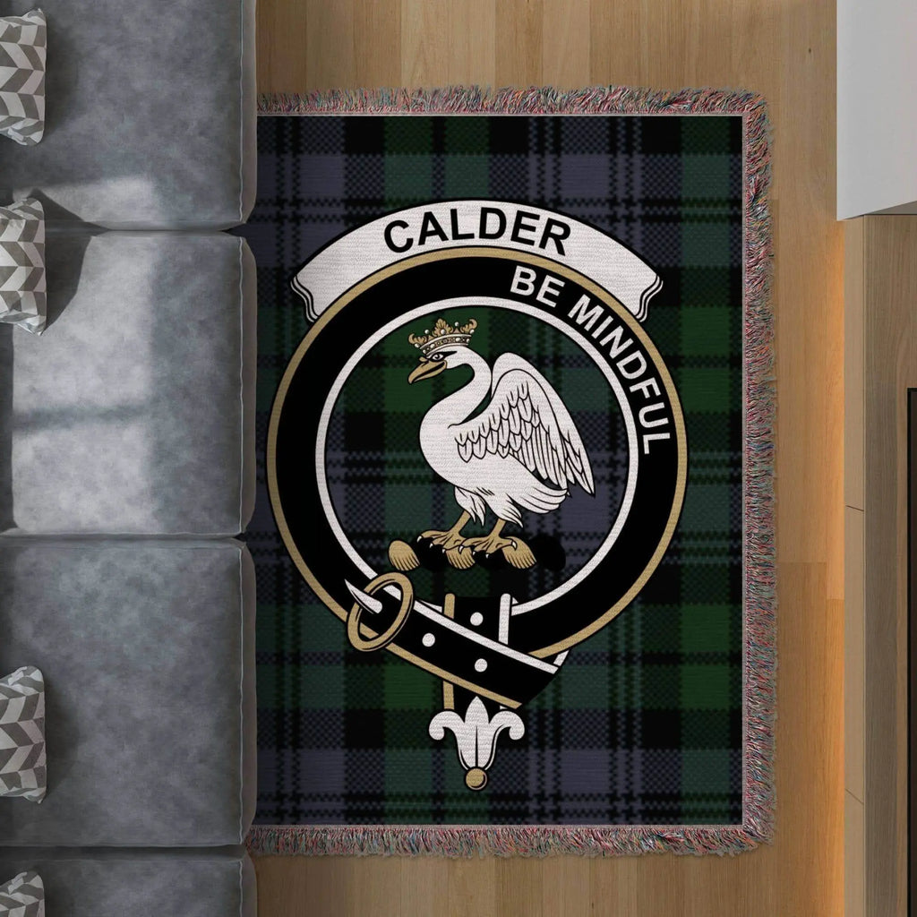 Calder Clan Crest Tartan Scottish Woven Blanket - Celtic Ancestry Gifts
